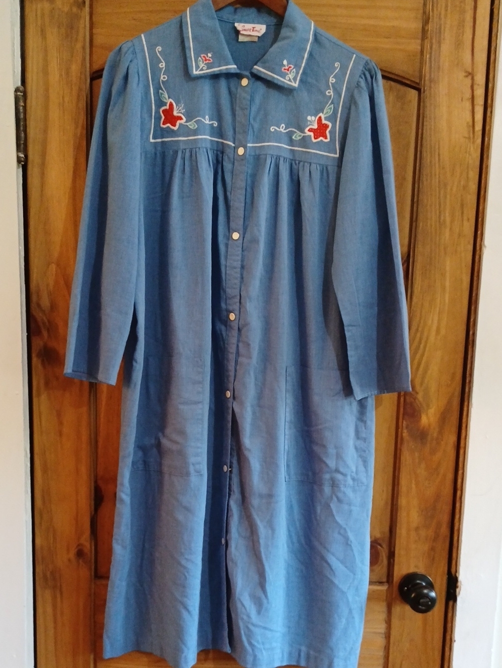 Vintage Smart Time Snap Front Smock Duster House Dress